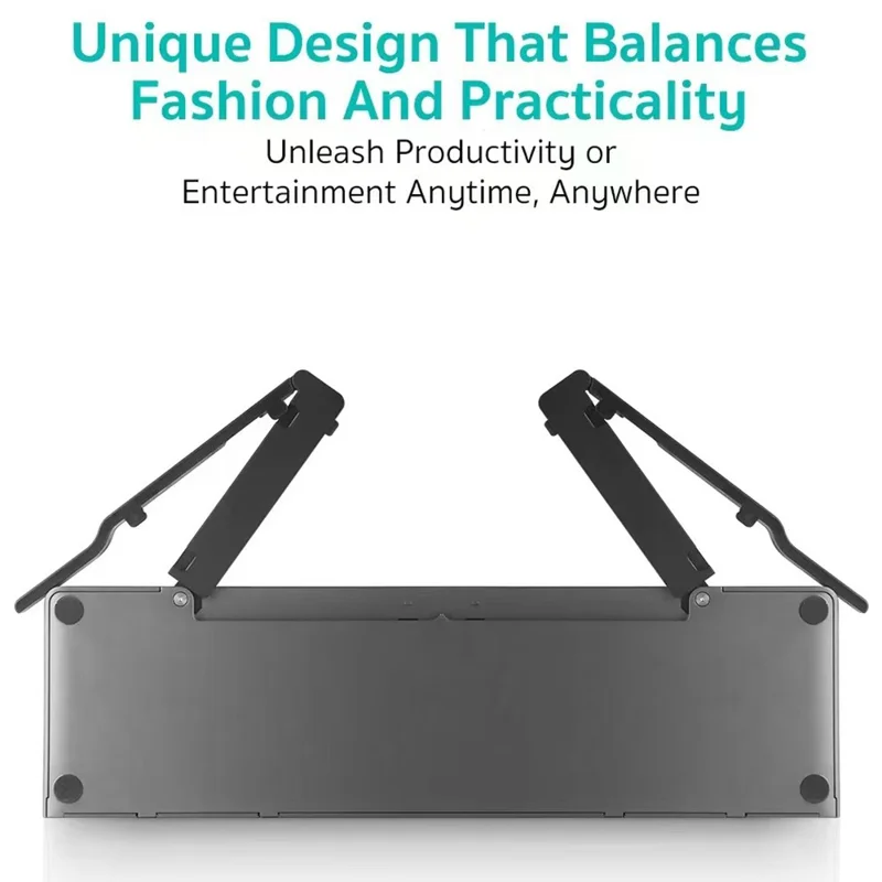 COTECI 60 Keys Harmonica Folding Keyboard Portable Wireless Bluetooth-compatible Keyboard with Stand - Grey