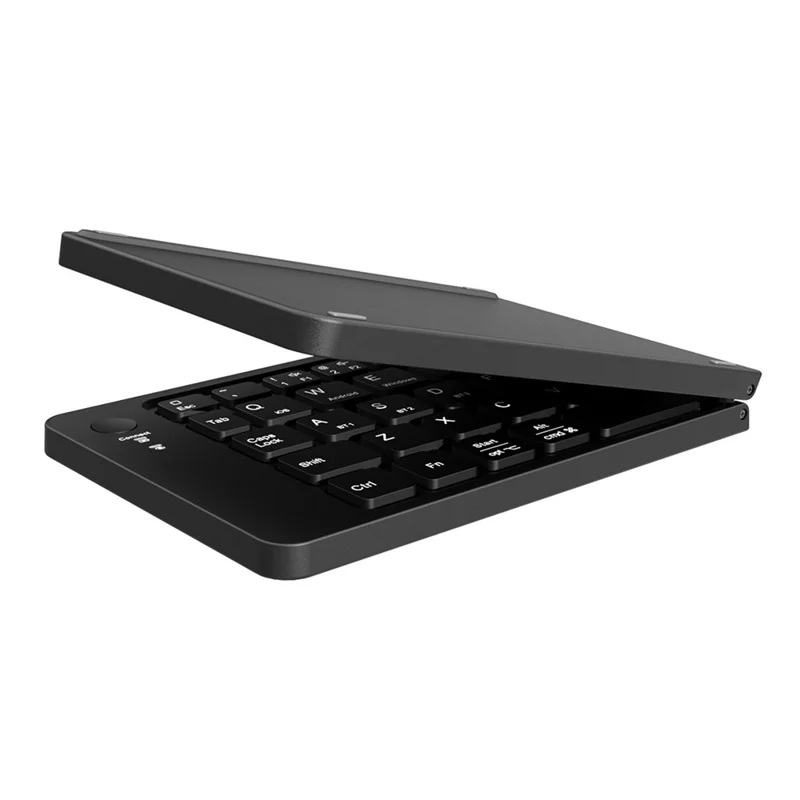 F88 66 Keys Folding Keyboard Dual Fold Bluetooth-compatible Keyboard with Phone Bracket for PC Tablet Phone - Black