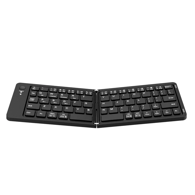 F88 66 Keys Folding Keyboard Dual Fold Bluetooth-compatible Keyboard with Phone Bracket for PC Tablet Phone - Black