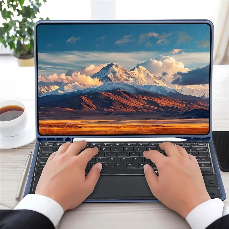 For Samsung Galaxy Tab S10 FE+ Stand Case Bluetooth-compatible Touchpad Keyboard with 7-Color Backlit - Purple