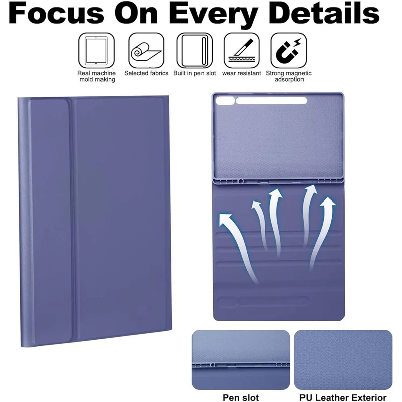 For Samsung Galaxy Tab S10 FE+ Stand Case Bluetooth-compatible Touchpad Keyboard with 7-Color Backlit - Purple