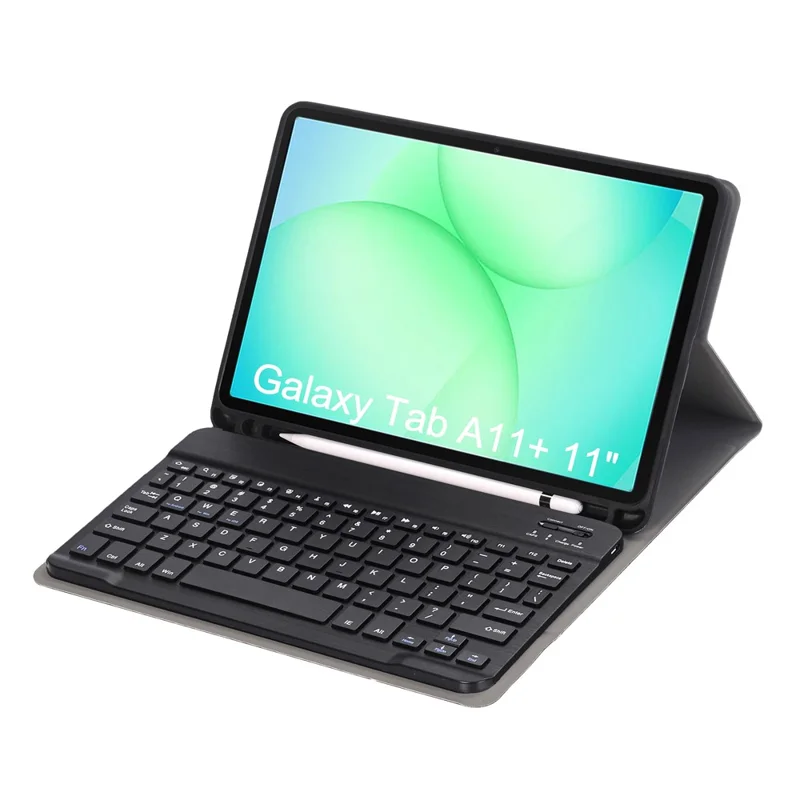 A240B For Samsung Galaxy Tab A11+ Detachable Leather Case Bluetooth-Compatible Keyboard with Pen Slot - Black