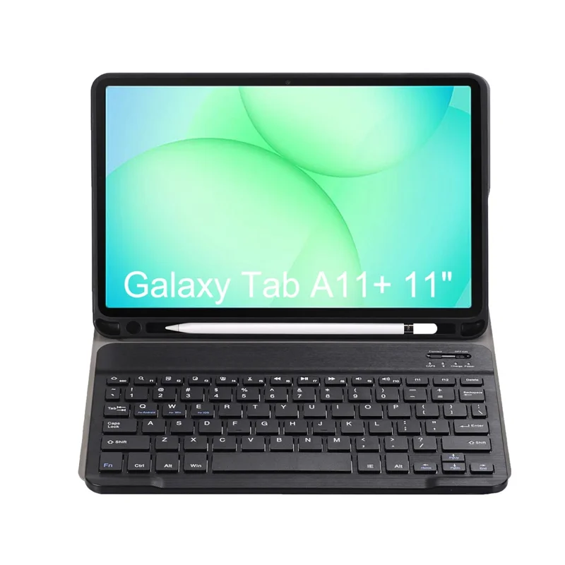 A240B For Samsung Galaxy Tab A11+ Detachable Leather Case Bluetooth-Compatible Keyboard with Pen Slot - Black