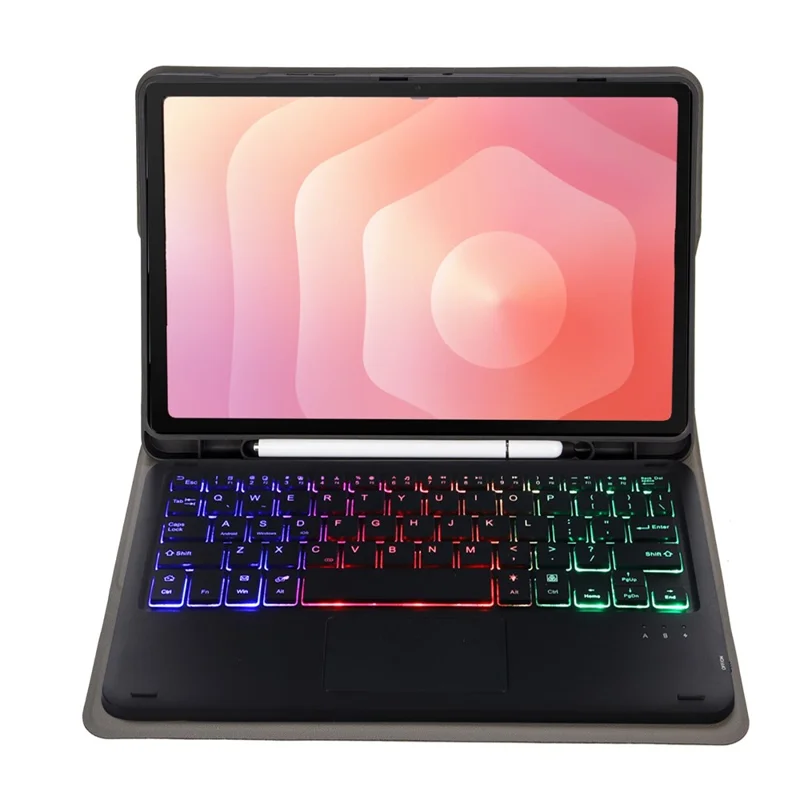 A730B-AS For Samsung Galaxy Tab S11 Detachable Leather Case Bluetooth-Compatible Touchpad Keyboard with Backlit and Pen Slot - Black