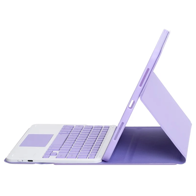 A730B-A For Samsung Galaxy Tab S11 Detachable Leather Case Bluetooth-Compatible Touchpad Keyboard with Pen Slot - Lilac Purple