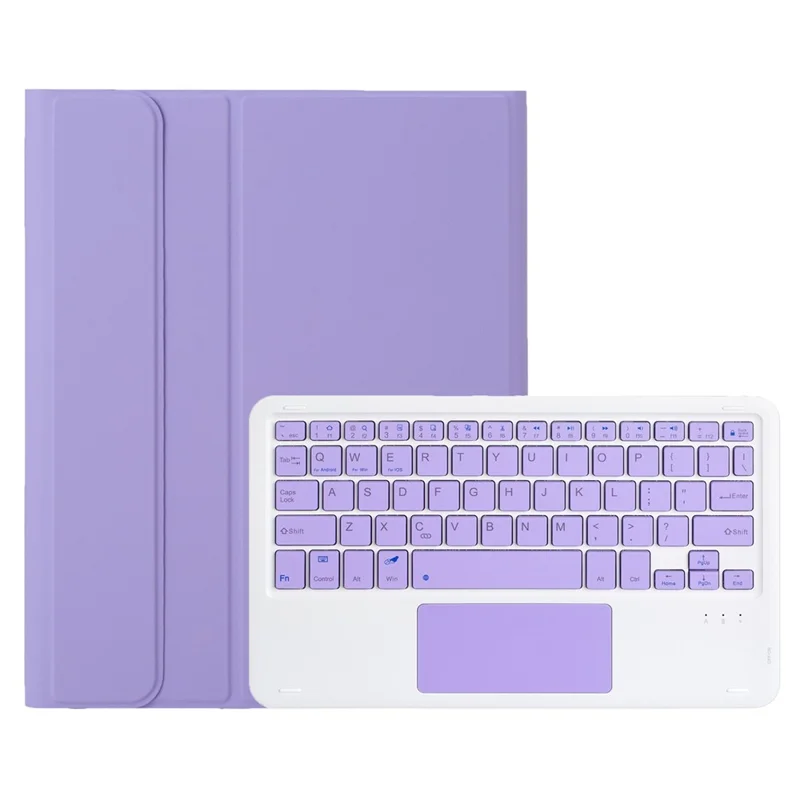 A730B-A For Samsung Galaxy Tab S11 Detachable Leather Case Bluetooth-Compatible Touchpad Keyboard with Pen Slot - Lilac Purple