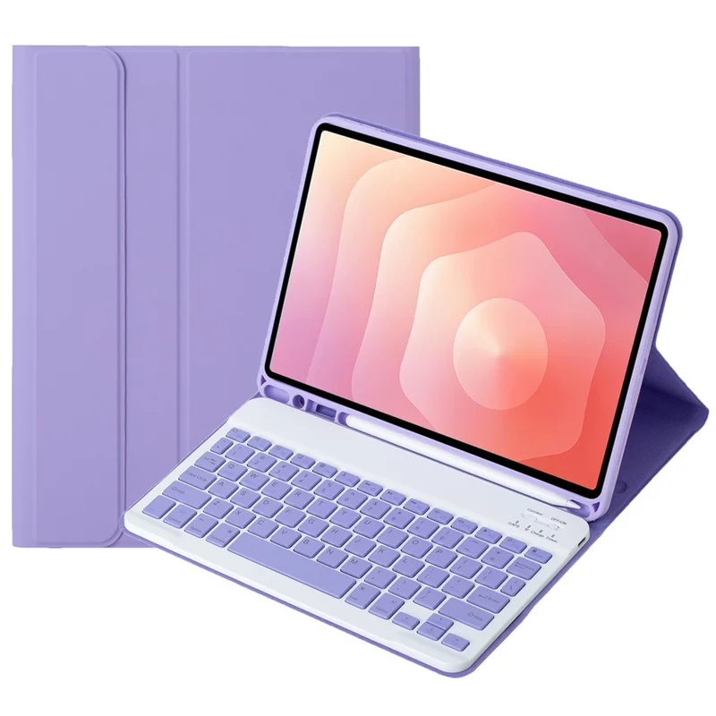 A730B For Samsung Galaxy Tab S11 Detachable Leather Case Bluetooth-Compatible Keyboard with Pen Slot - Lilac Purple