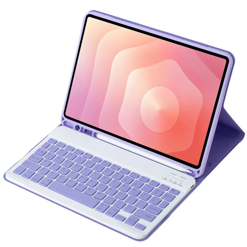 A730B For Samsung Galaxy Tab S11 Detachable Leather Case Bluetooth-Compatible Keyboard with Pen Slot - Lilac Purple