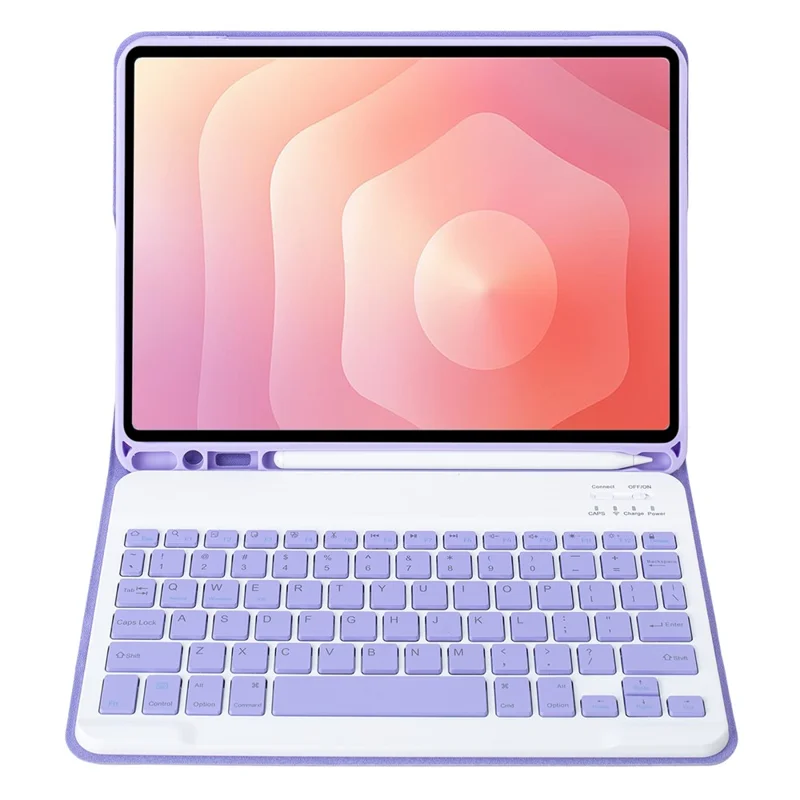 A730B For Samsung Galaxy Tab S11 Detachable Leather Case Bluetooth-Compatible Keyboard with Pen Slot - Lilac Purple