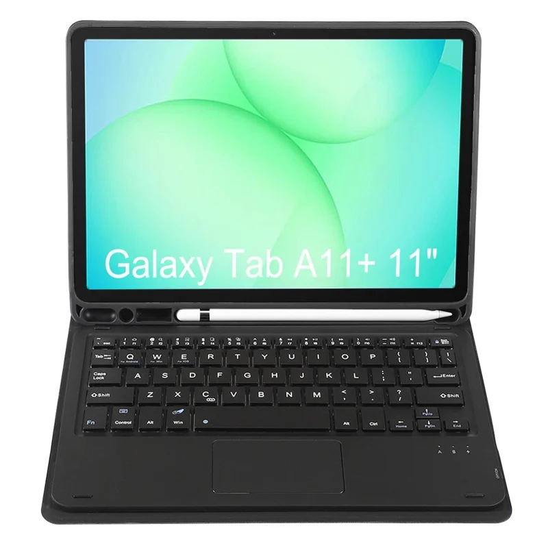 A240B-A For Samsung Galaxy Tab A11+ Detachable Leather Case Bluetooth-Compatible Touchpad Keyboard with Pen Slot - Black