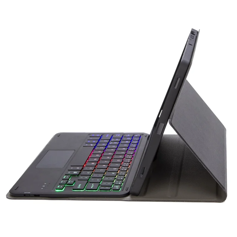 A240B-AS For Samsung Galaxy Tab A11+ Detachable Leather Case Bluetooth-Compatible Touchpad Keyboard with Backlit and Pen Slot - Black