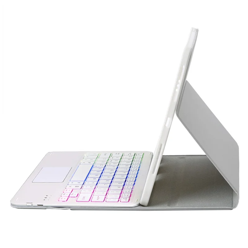 A240B-AS For Samsung Galaxy Tab A11+ Detachable Leather Case Bluetooth-Compatible Touchpad Keyboard with Backlit and Pen Slot - Grey