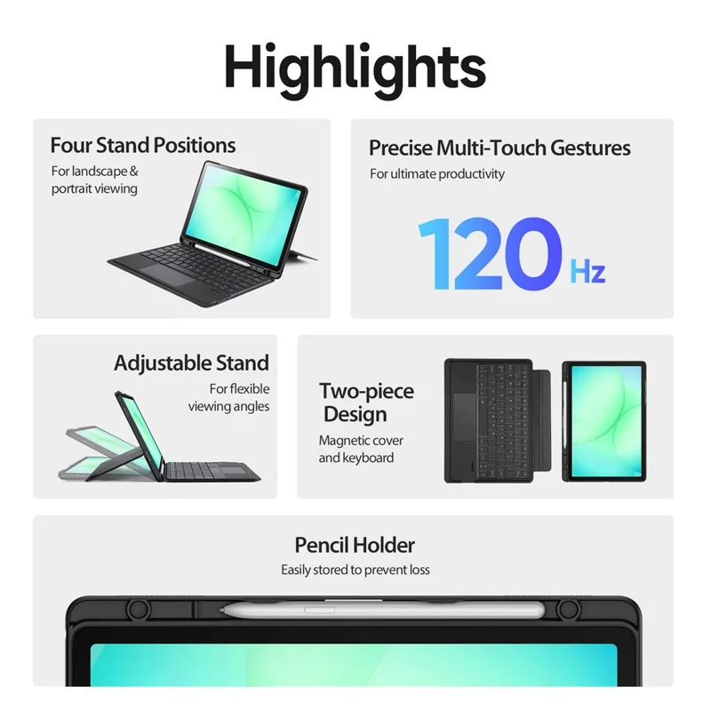 DUX DUCIS DK Series для Samsung Galaxy Tab A11+ / A9+ Bluetooth-совместимая клавиатура (английский) с кожаным чехлом для планшета