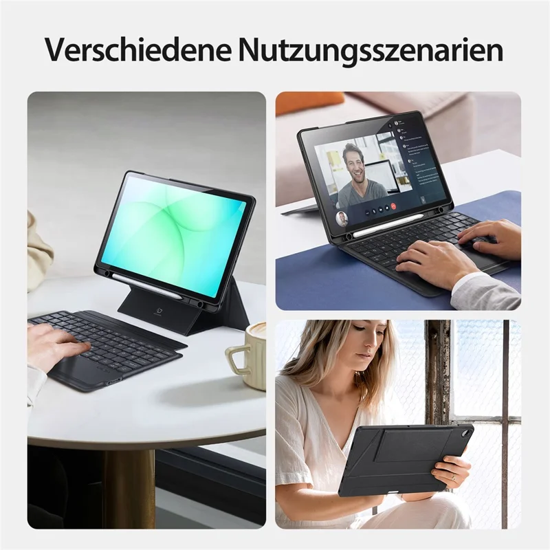 DUX DUCIS DK Series for Samsung Galaxy Tab A11+ / A9+ Bluetooth-Compatible Keyboard (German) with Leather Tablet Case