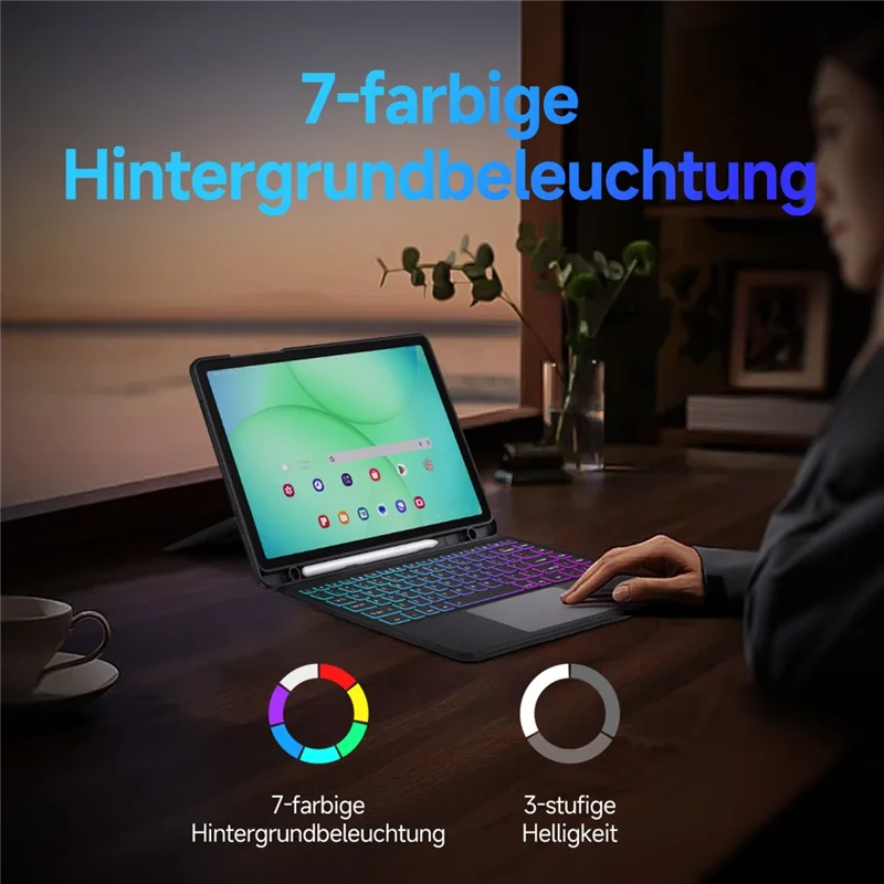 DUX DUCIS DK Series for Samsung Galaxy Tab A11+ / A9+ Bluetooth-Compatible Keyboard (German) with Leather Tablet Case