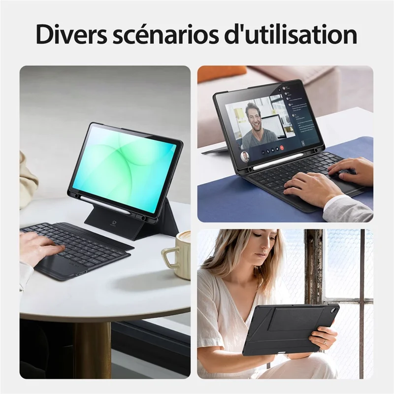 DUX DUCIS DK Series для Samsung Galaxy Tab A11+ / A9+ Bluetooth-совместимая клавиатура (французский) с кожаным чехлом для планшета