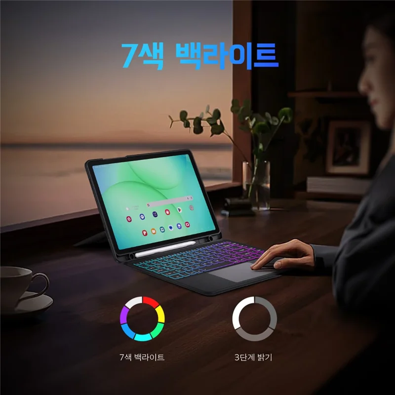 DUX DUCIS DK Series for Samsung Galaxy Tab A11+ / A9+ Bluetooth-Compatible Keyboard (Korean) with Leather Tablet Case