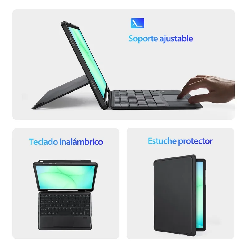 DUX DUCIS DK Series para Samsung Galaxy Tab A11+ / A9+ Teclado Compatível com Bluetooth (Espanhol) com Capa de Tablet de Couro