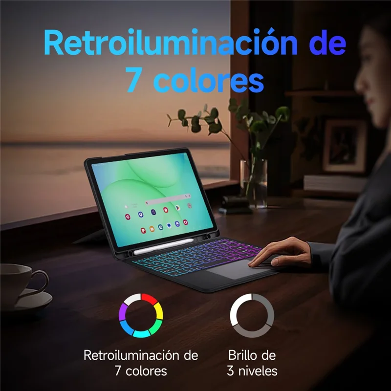 DUX DUCIS DK Series para Samsung Galaxy Tab A11+ / A9+ Teclado Compatível com Bluetooth (Espanhol) com Capa de Tablet de Couro