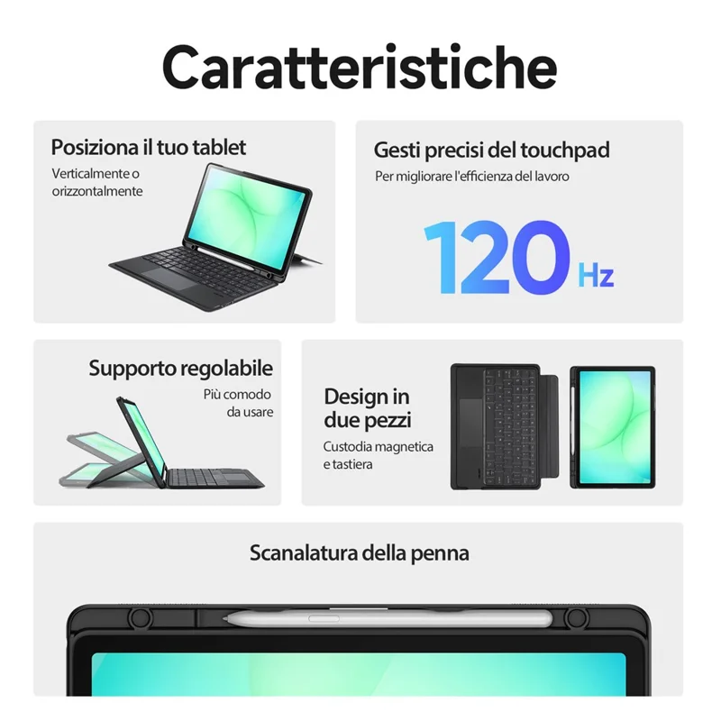 DUX DUCIS DK Series para Samsung Galaxy Tab A11+ / A9+ Teclado Compatível com Bluetooth (Italiano) com Capa de Tablet de Couro