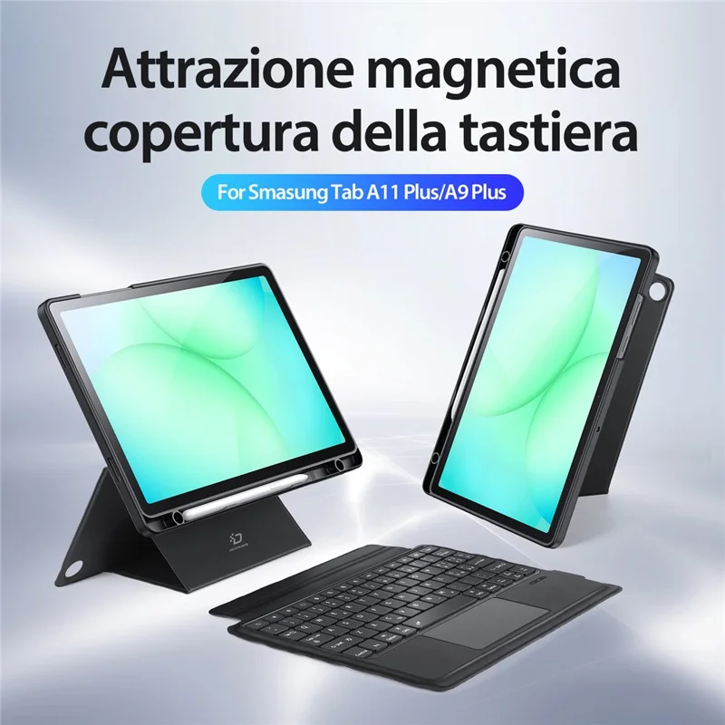 DUX DUCIS DK Series para Samsung Galaxy Tab A11+ / A9+ Teclado Compatível com Bluetooth (Italiano) com Capa de Tablet de Couro
