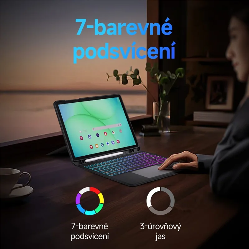 DUX DUCIS DK Series для Samsung Galaxy Tab A11+ / A9+ Bluetooth-совместимая клавиатура (чешский) с кожаным чехлом для планшета