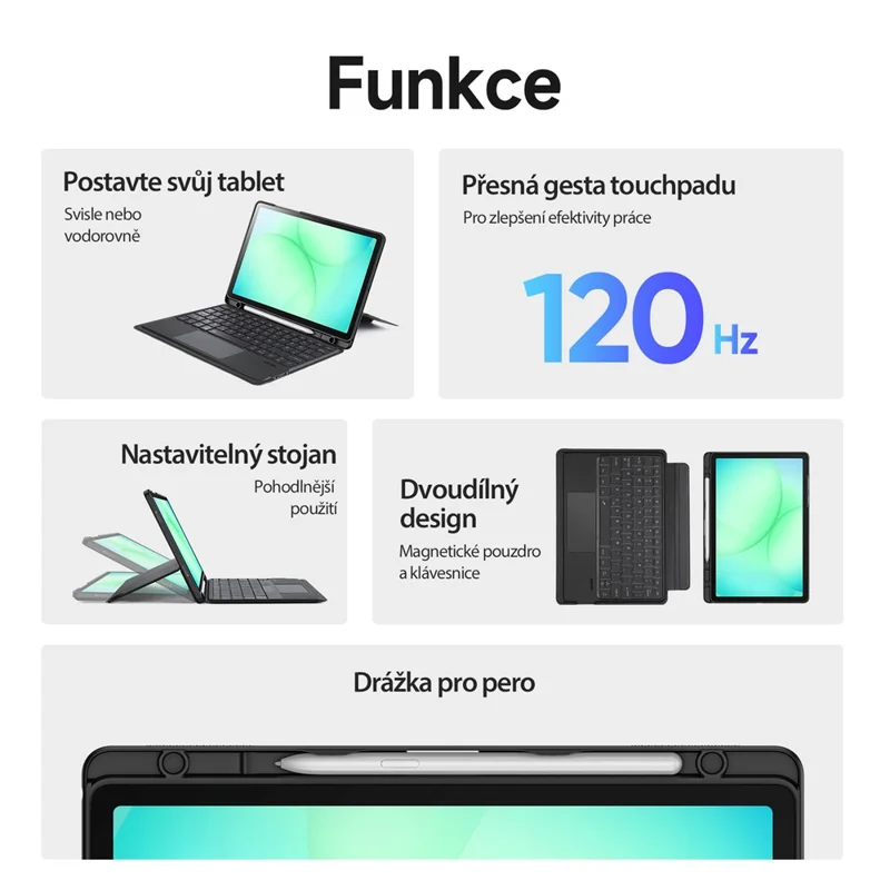 DUX DUCIS DK Series для Samsung Galaxy Tab A11+ / A9+ Bluetooth-совместимая клавиатура (чешский) с кожаным чехлом для планшета