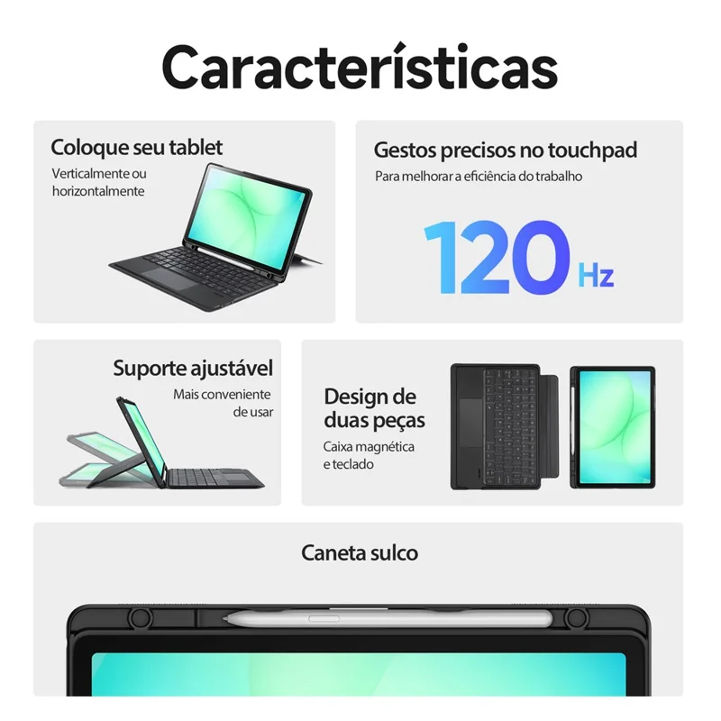 DUX DUCIS DK-Serie für Samsung Galaxy Tab A11+ / A9+ Bluetooth-kompatible Tastatur (Portugiesisch) mit Leder-Tablet-Hülle