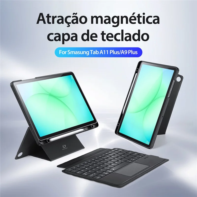 DUX DUCIS DK-Serie für Samsung Galaxy Tab A11+ / A9+ Bluetooth-kompatible Tastatur (Portugiesisch) mit Leder-Tablet-Hülle