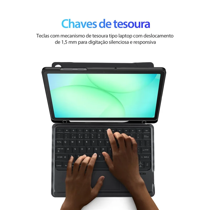 DUX DUCIS DK-Serie für Samsung Galaxy Tab A11+ / A9+ Bluetooth-kompatible Tastatur (Portugiesisch) mit Leder-Tablet-Hülle