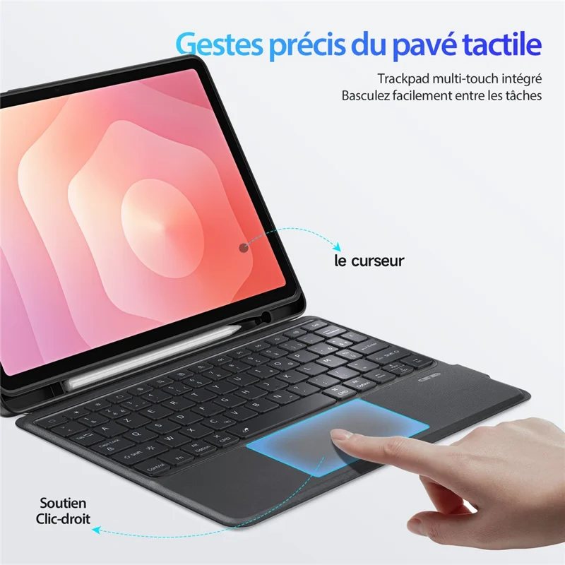 DUX DUCIS DK-serie til Samsung Galaxy Tab S11 Bluetooth-tastatur (fransk) med læderet tabletteks
