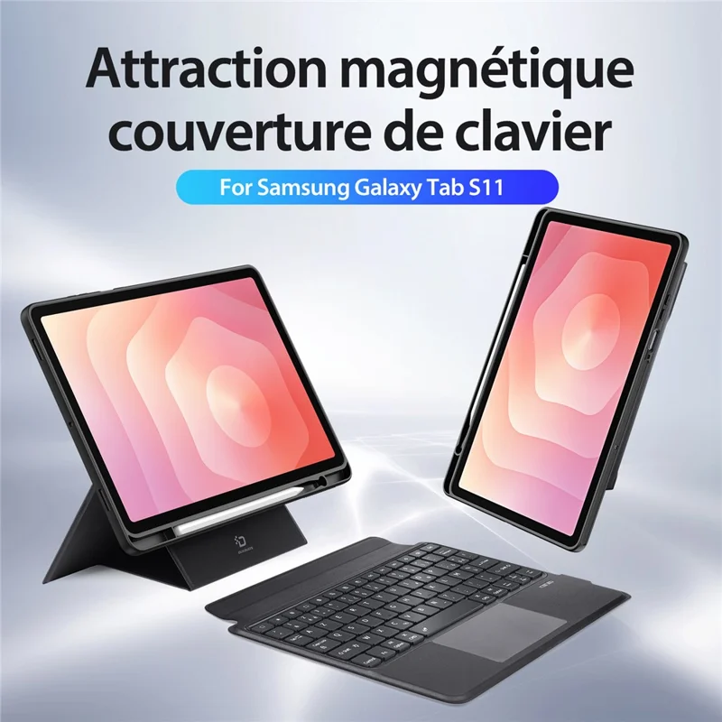 DUX DUCIS DK-serie til Samsung Galaxy Tab S11 Bluetooth-tastatur (fransk) med læderet tabletteks