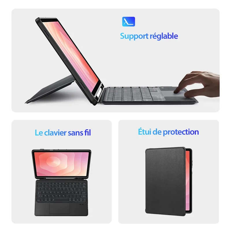 DUX DUCIS DK-serie til Samsung Galaxy Tab S11 Bluetooth-tastatur (fransk) med læderet tabletteks