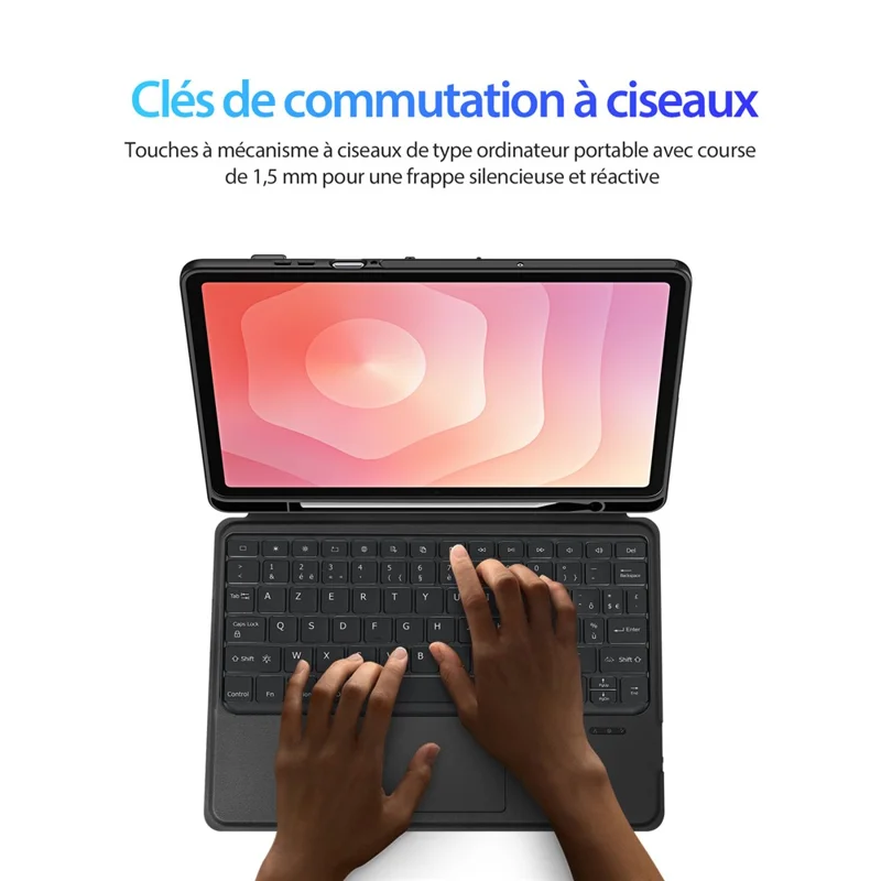 DUX DUCIS DK-serie til Samsung Galaxy Tab S11 Bluetooth-tastatur (fransk) med læderet tabletteks