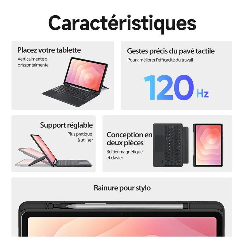 DUX DUCIS DK-serie til Samsung Galaxy Tab S11 Bluetooth-tastatur (fransk) med læderet tabletteks