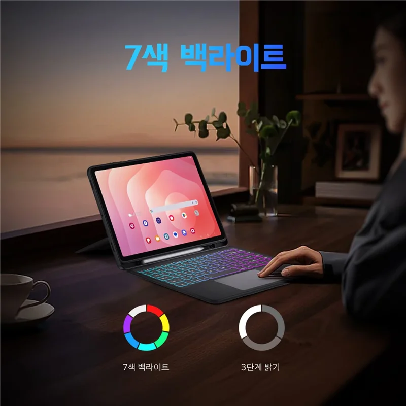 DUX DUCIS DK Series for Samsung Galaxy Tab S11 Bluetooth-Compatible Keyboard (Korean) with Leather Tablet Case