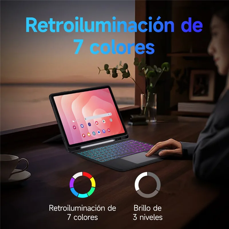 DUX DUCIS DK Series para Samsung Galaxy Tab S11 Teclado Compatível com Bluetooth (Espanhol) com Capa de Tablet de Couro