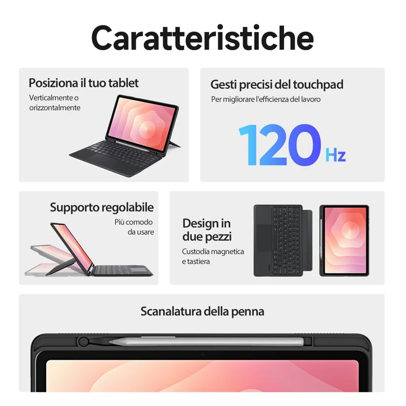 DUX DUCIS DK-serie til Samsung Galaxy Tab S11 Bluetooth-tastatur (italiensk) med læderet tablettecase