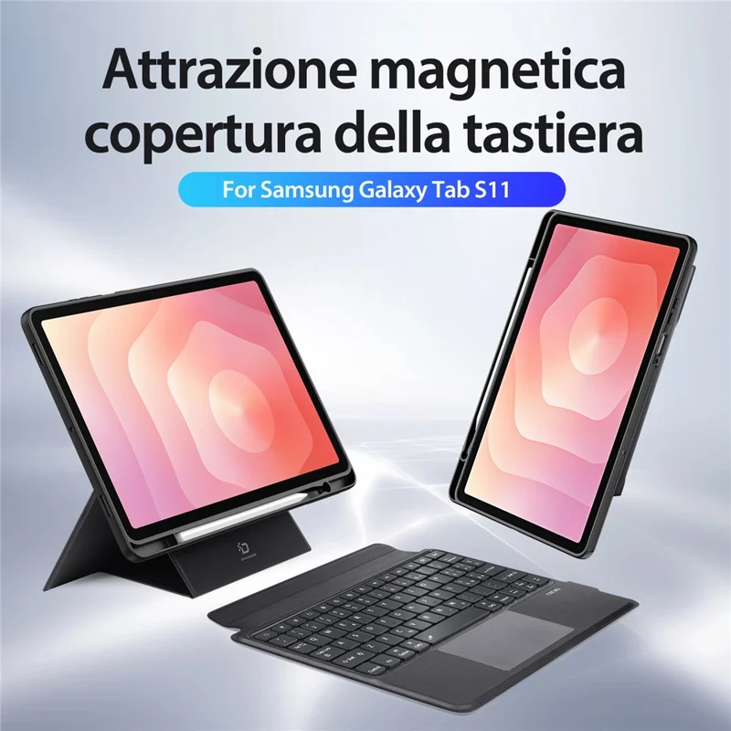 DUX DUCIS DK-serie til Samsung Galaxy Tab S11 Bluetooth-tastatur (italiensk) med læderet tablettecase