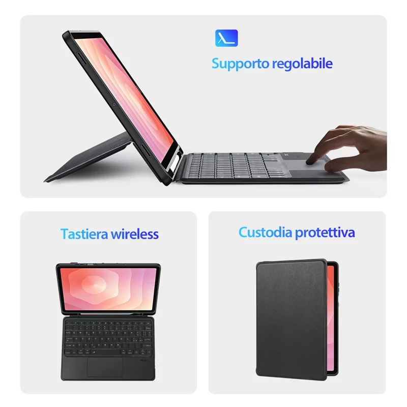 DUX DUCIS DK-serie til Samsung Galaxy Tab S11 Bluetooth-tastatur (italiensk) med læderet tablettecase
