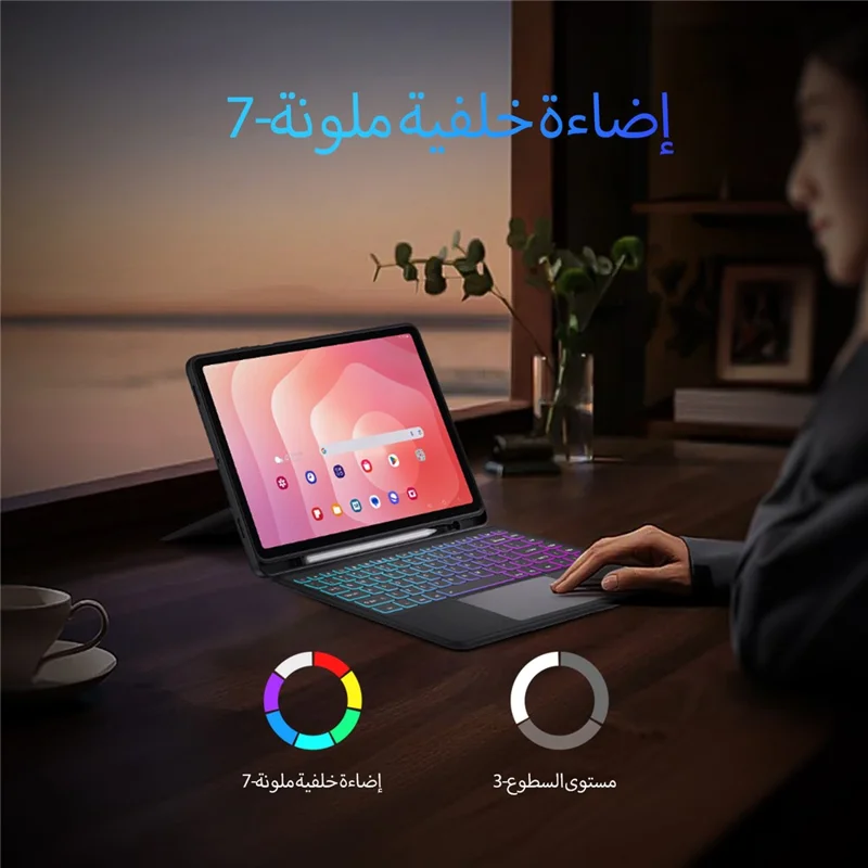DUX DUCIS DK Series para Samsung Galaxy Tab S11 Teclado Compatível com Bluetooth (Árabe) com Capa de Tablet de Couro