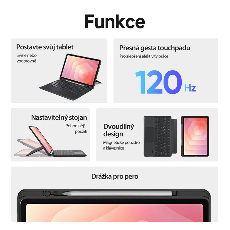 DUX DUCIS DK-serie til Samsung Galaxy Tab S11 Bluetooth-tastatur (tjekkisk) med læder tablettehylster