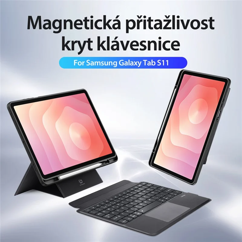 DUX DUCIS DK-serie til Samsung Galaxy Tab S11 Bluetooth-tastatur (tjekkisk) med læder tablettehylster