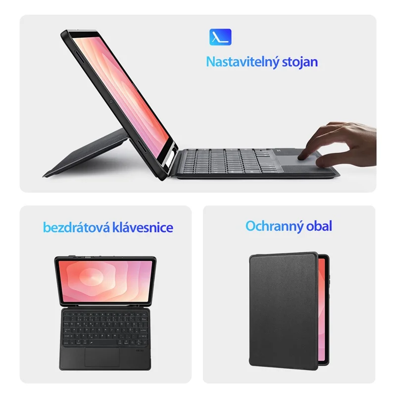 DUX DUCIS DK-serie til Samsung Galaxy Tab S11 Bluetooth-tastatur (tjekkisk) med læder tablettehylster