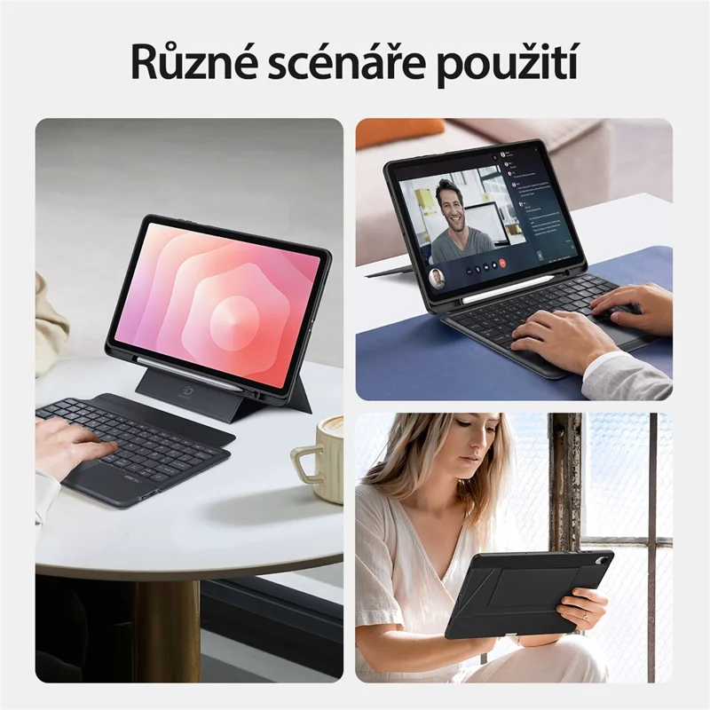DUX DUCIS DK-serie til Samsung Galaxy Tab S11 Bluetooth-tastatur (tjekkisk) med læder tablettehylster