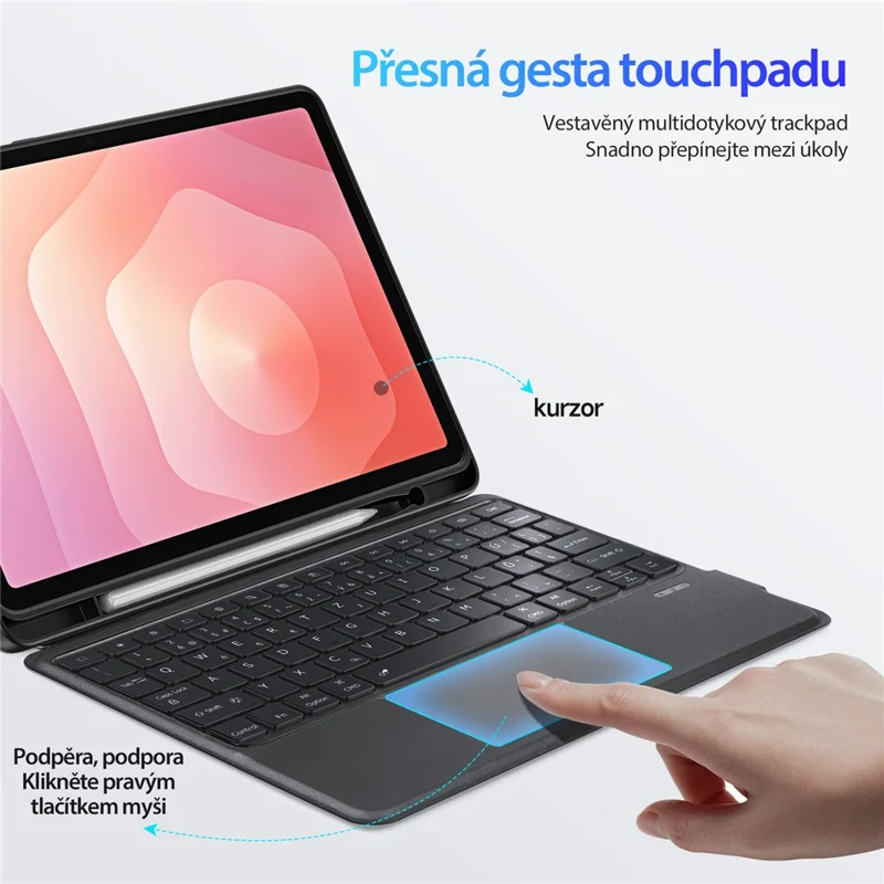 DUX DUCIS DK-serie til Samsung Galaxy Tab S11 Bluetooth-tastatur (tjekkisk) med læder tablettehylster