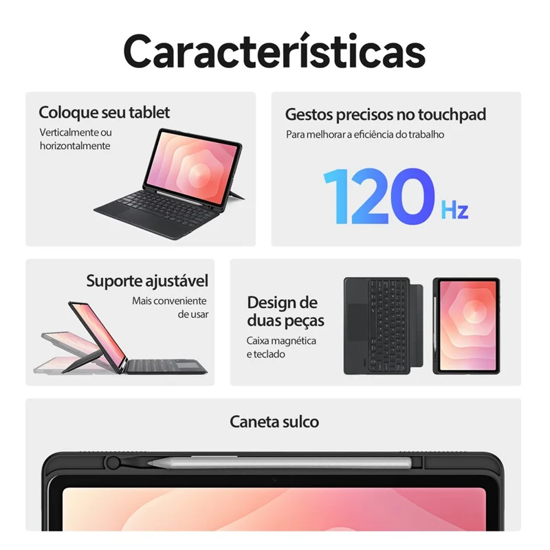DUX DUCIS DK-serie til Samsung Galaxy Tab S11 Bluetooth-tastatur (på portugisisk) med lærred tabletbeskytning