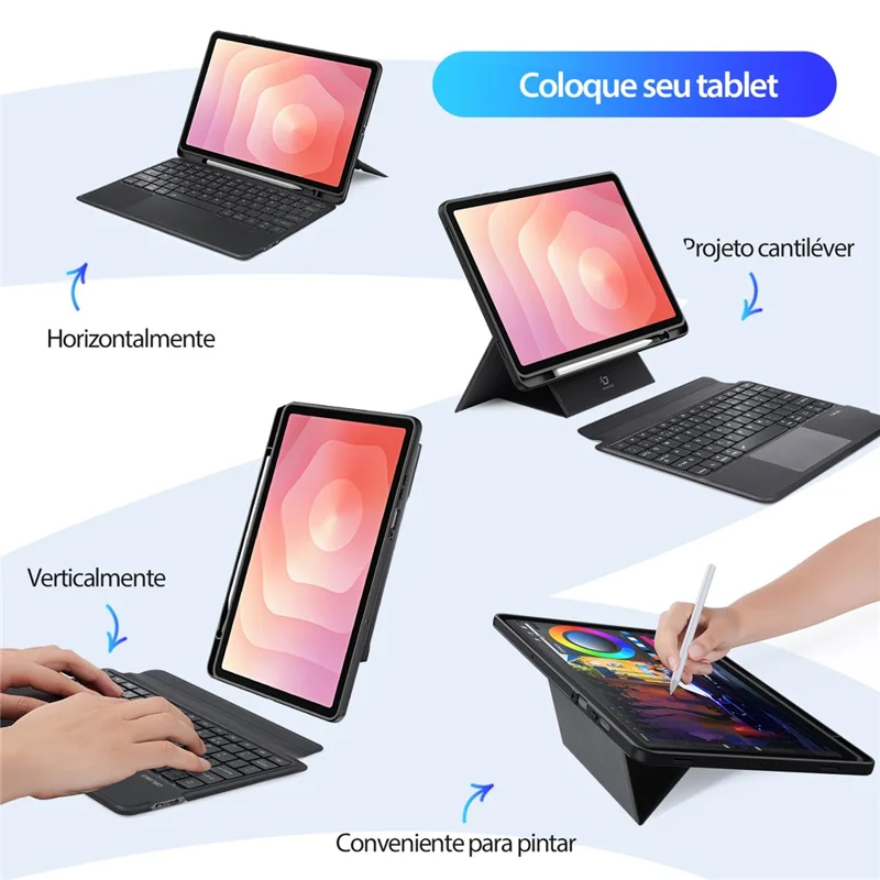 DUX DUCIS DK-serie til Samsung Galaxy Tab S11 Bluetooth-tastatur (på portugisisk) med lærred tabletbeskytning