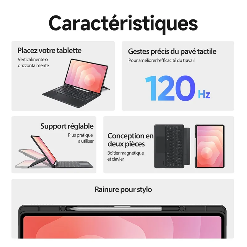 DUX DUCIS DK Series for Samsung Galaxy Tab S11 Ultra Bluetooth-Compatible Keyboard (French) with Leather Tablet Case