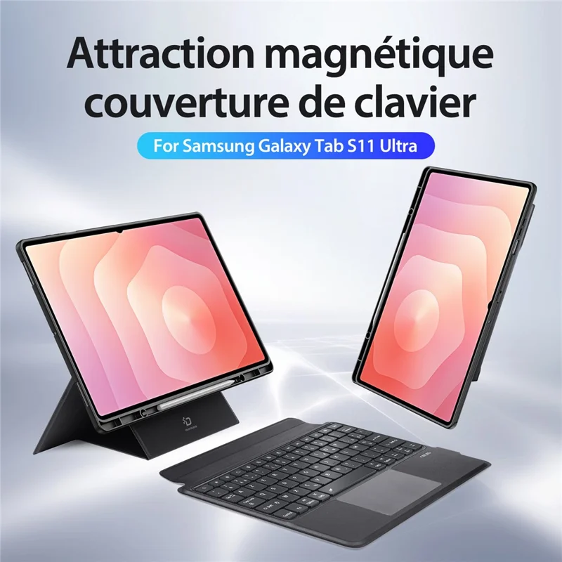 DUX DUCIS DK Series for Samsung Galaxy Tab S11 Ultra Bluetooth-Compatible Keyboard (French) with Leather Tablet Case